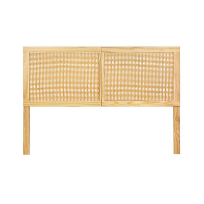 Artiss Rattan Bed Frame Queen Size Bed Head Headboard Bedhead Base RIBO Pine-Furniture &gt; Bedroom-PEROZ Accessories