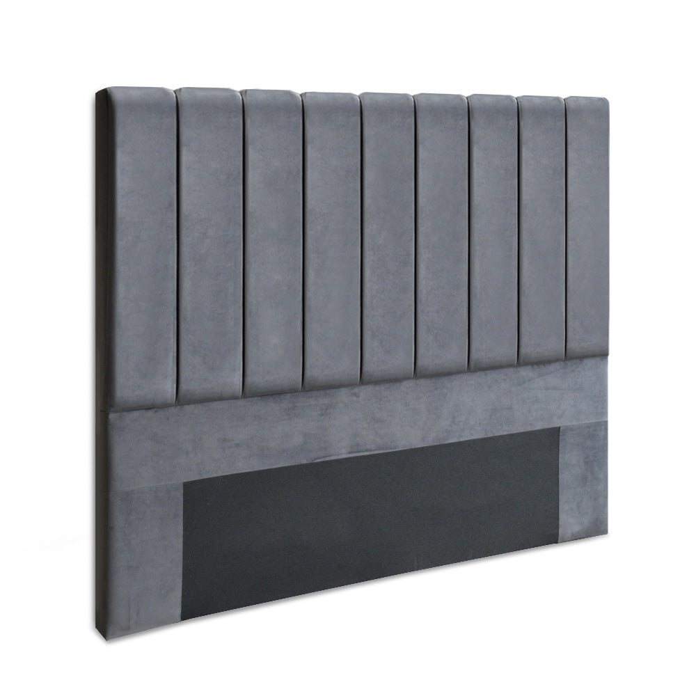 Artiss Bed Head Headboard Double Size Bedhead Velvet Frame Base VELA Grey-Furniture &gt; Bedroom - Peroz Australia - Image - 1