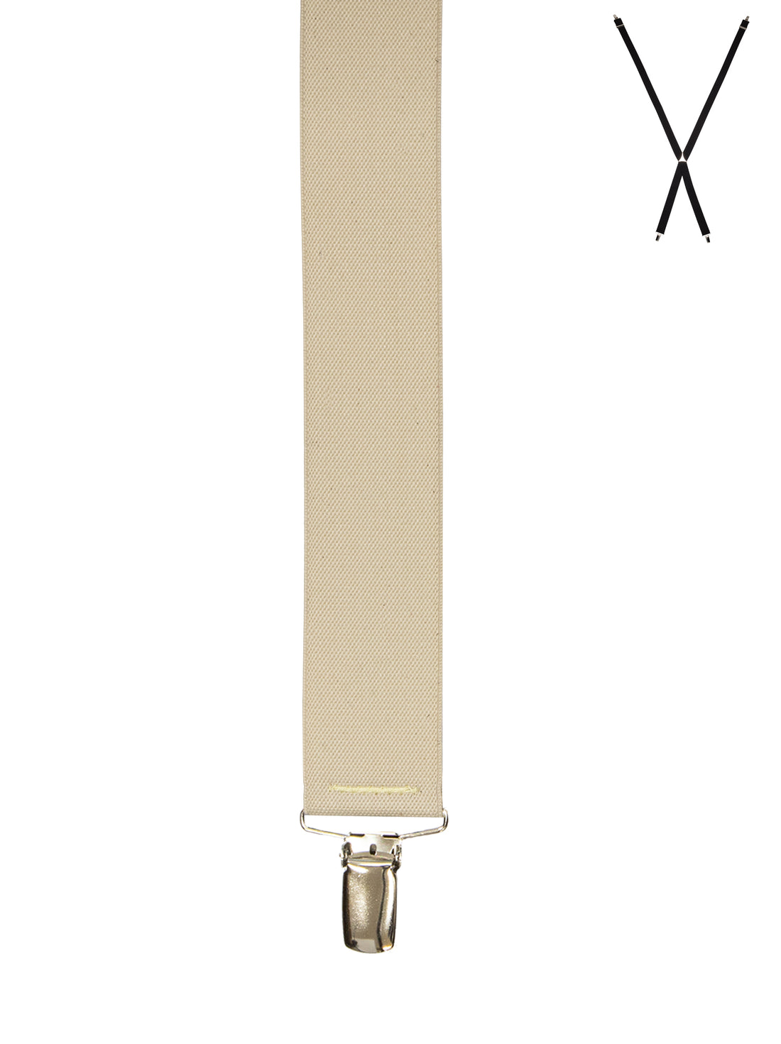 BRACES. X-Back with Nickel Clips. Plain Beige. 35mm width.-Braces-PEROZ Accessories