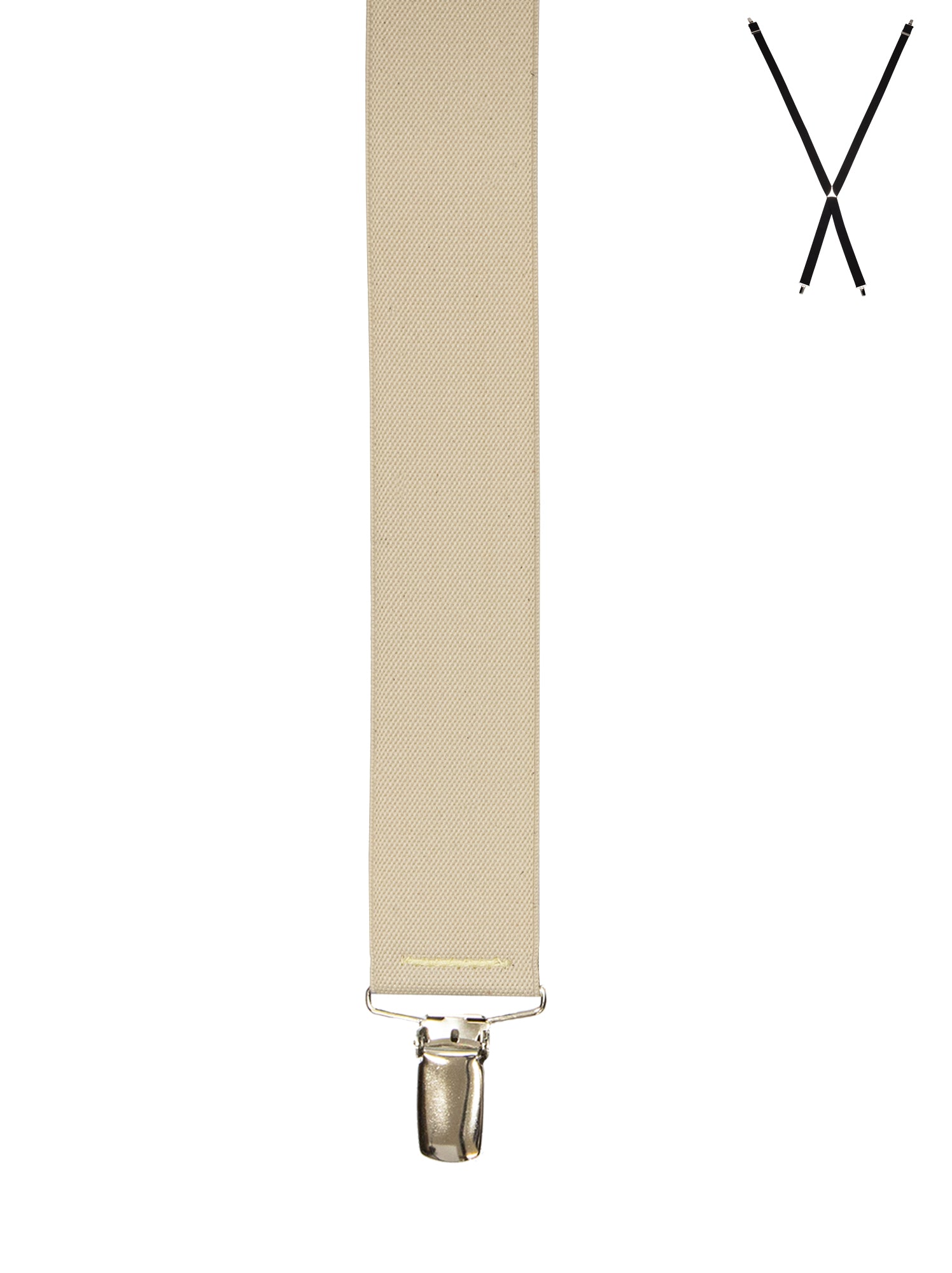 BRACES. X-Back with Nickel Clips. Plain Beige. 35mm width.-Braces-PEROZ Accessories