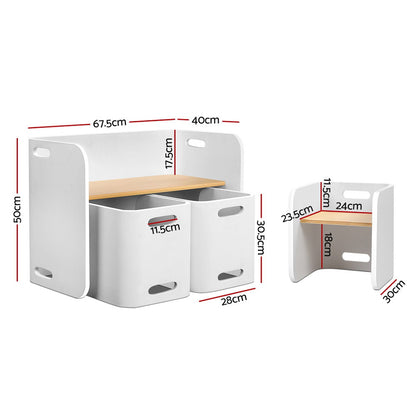Keezi 3 PC Nordic Kids Table Chair Set White Desk Activity Compact Children-Baby &amp; Kids &gt; Kid&