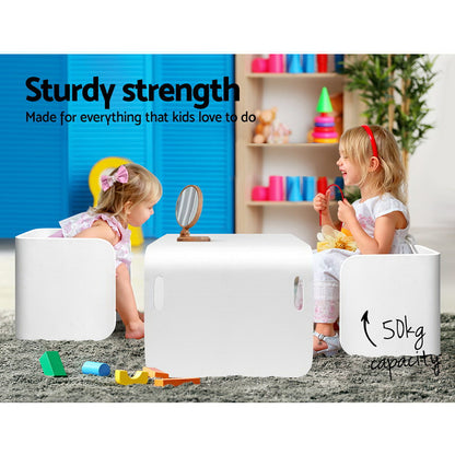 Keezi 3 PC Nordic Kids Table Chair Set White Desk Activity Compact Children-Baby &amp; Kids &gt; Kid&