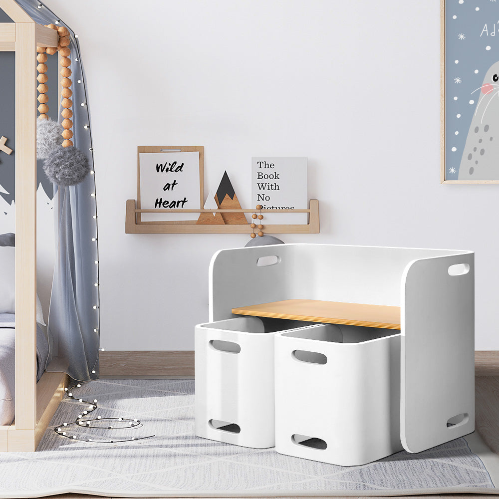 Keezi 3 PC Nordic Kids Table Chair Set White Desk Activity Compact Children-Baby &amp; Kids &gt; Kid&