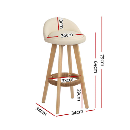 Artiss Set of 2 PU Leather Backrest Bar Stools - Beige-Furniture &gt; Bar Stools &amp; Chairs - Peroz Australia - Image - 3
