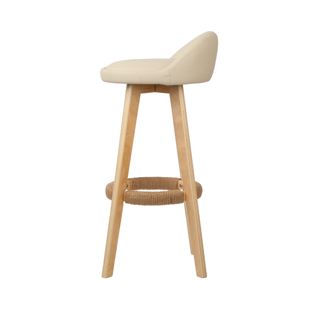 Artiss Set of 2 PU Leather Backrest Bar Stools - Beige-Furniture &gt; Bar Stools &amp; Chairs - Peroz Australia - Image - 5