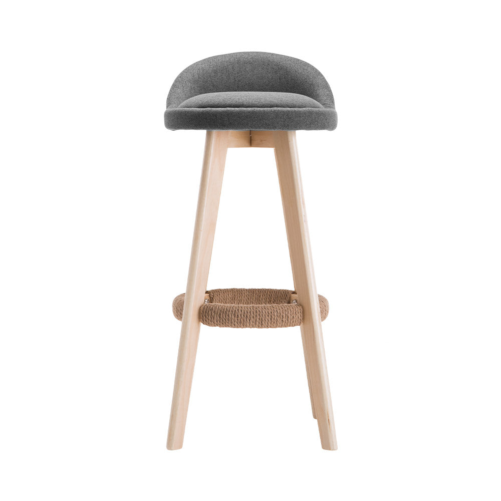 Artiss Set of 2 Fabric Backrest Bar Stools - Grey-Furniture &gt; Bar Stools &amp; Chairs - Peroz Australia - Image - 4
