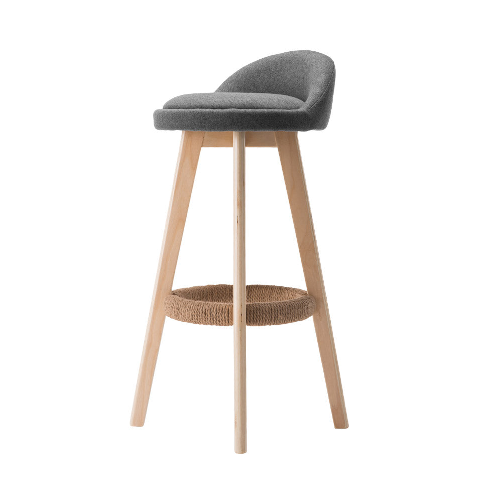 Artiss Set of 2 Fabric Backrest Bar Stools - Grey-Furniture &gt; Bar Stools &amp; Chairs - Peroz Australia - Image - 5