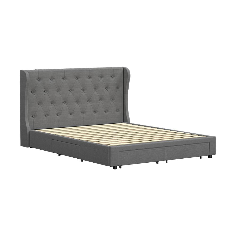 Shop Oikiture Bed Frame Queen Size Frames with 4 Storage Drawers  | PEROZ Australia