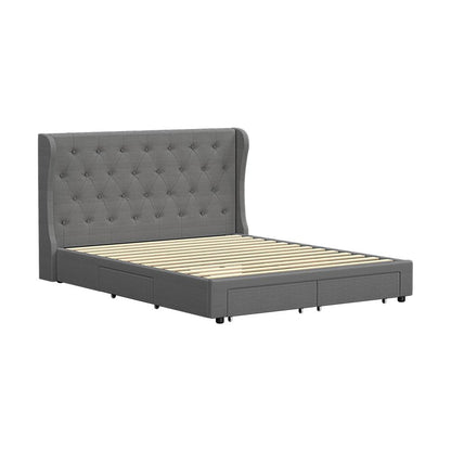Shop Oikiture Bed Frame Queen Size Frames with 4 Storage Drawers  | PEROZ Australia