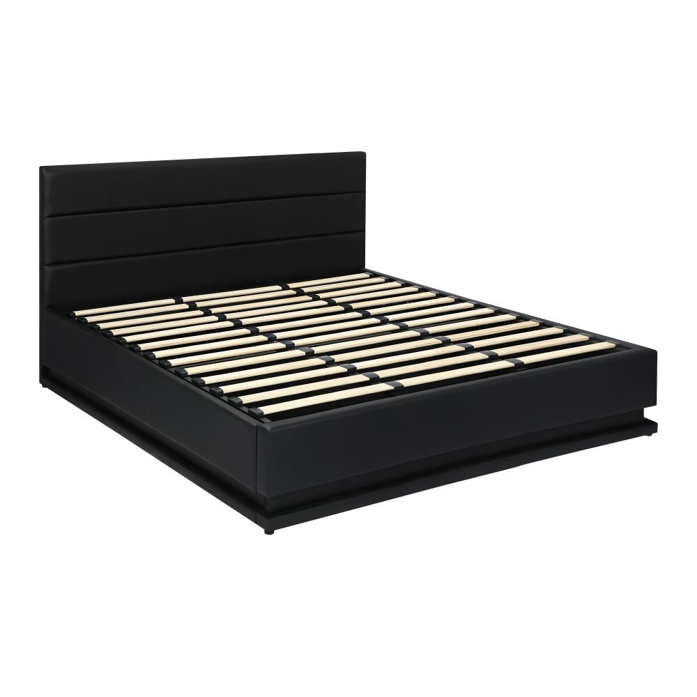 Oikiture King Bed Frame, RBG Mattress Base with Gas Lift and Storage Space Black-Bed Frame-PEROZ Accessories