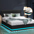 Oikiture Queen Bed Frame, RBG Mattress Base with Gas Lift and Storage Space Black-Bed Frame-PEROZ Accessories