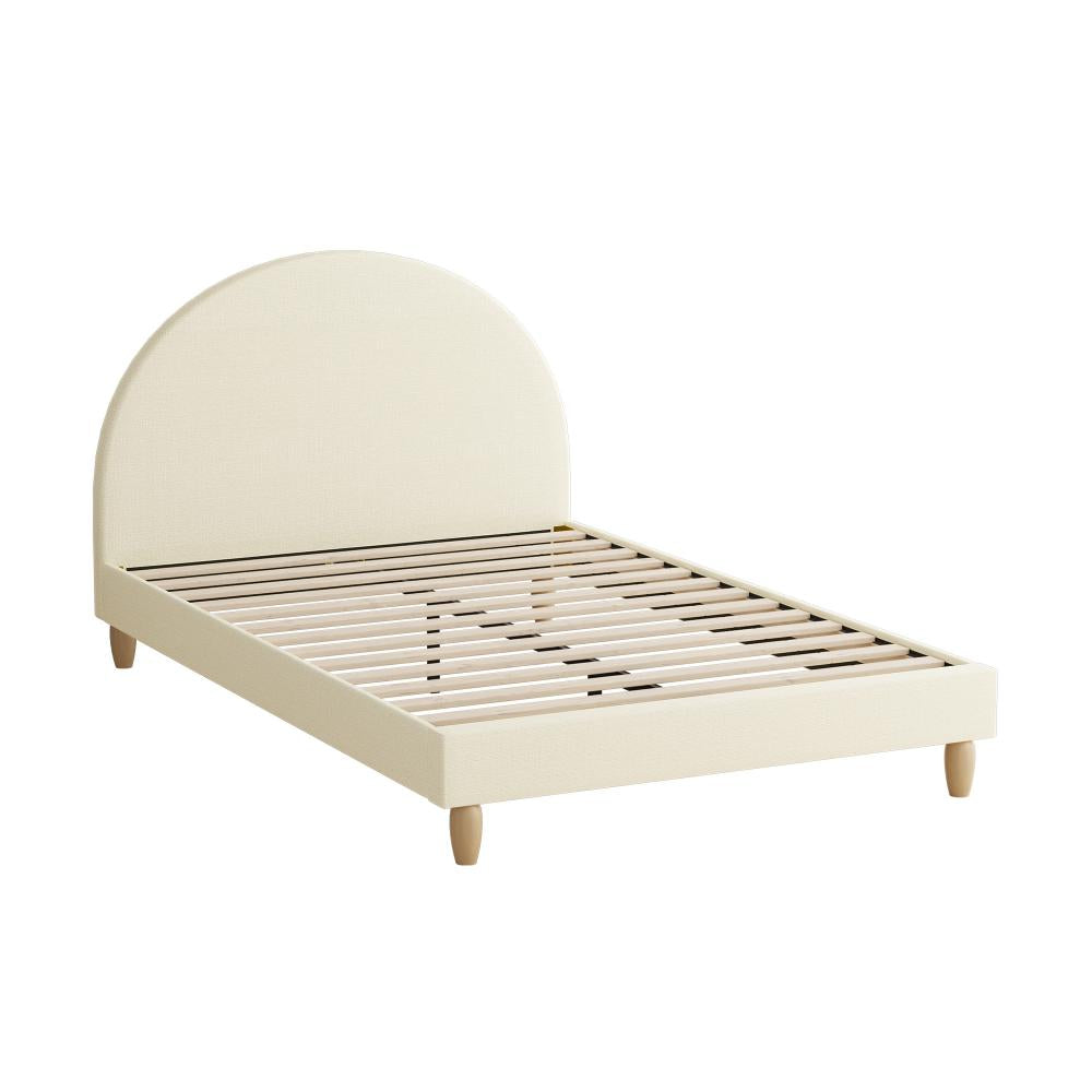 Oikiture Bed Frame Double Size Arched Beds Platform Beige Fabric |PEROZ Australia
