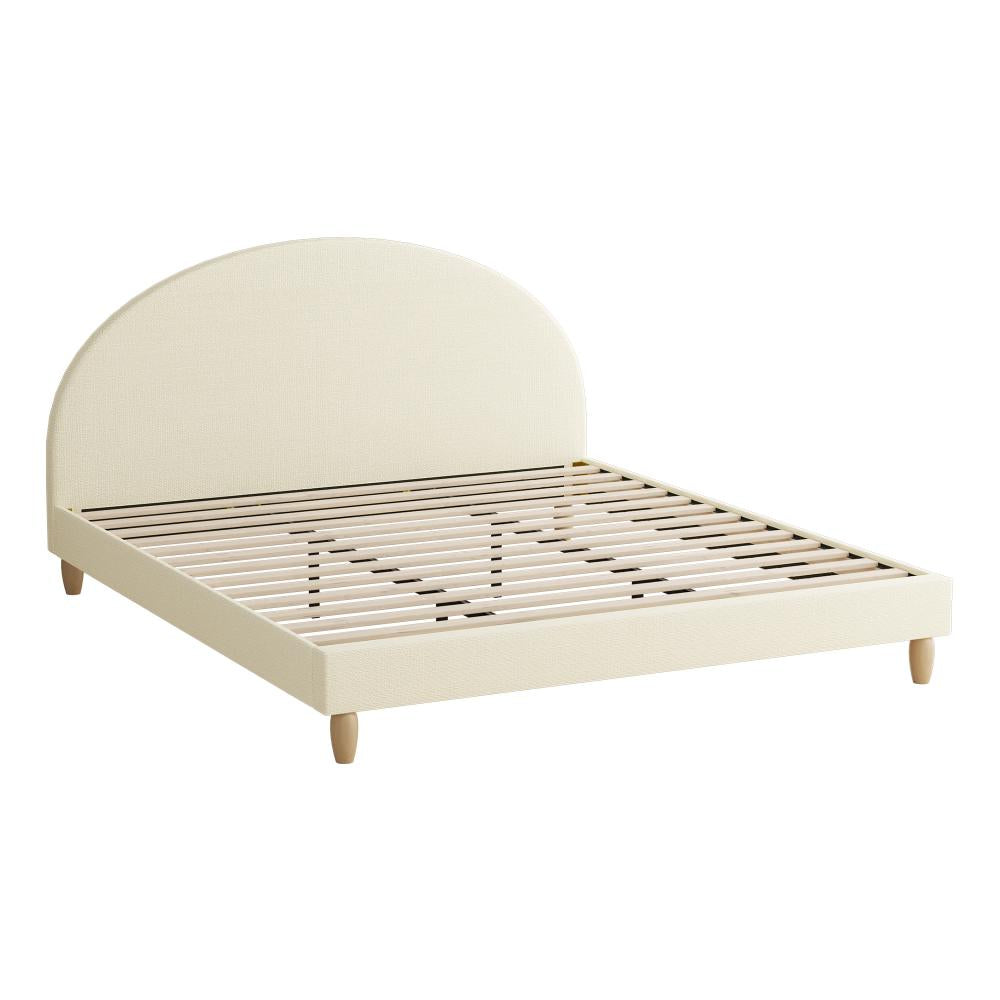 Oikiture Bed Frame King Size Arched Beds Platform Beige Fabric |PEROZ Australia
