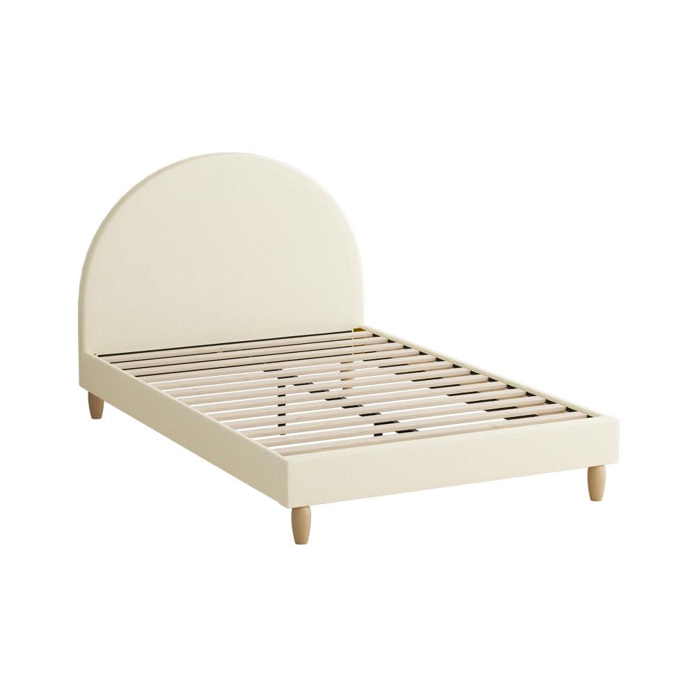 Oikiture Bed Frame King Single Size Arched Beds Platform Beige Fabric |PEROZ Australia