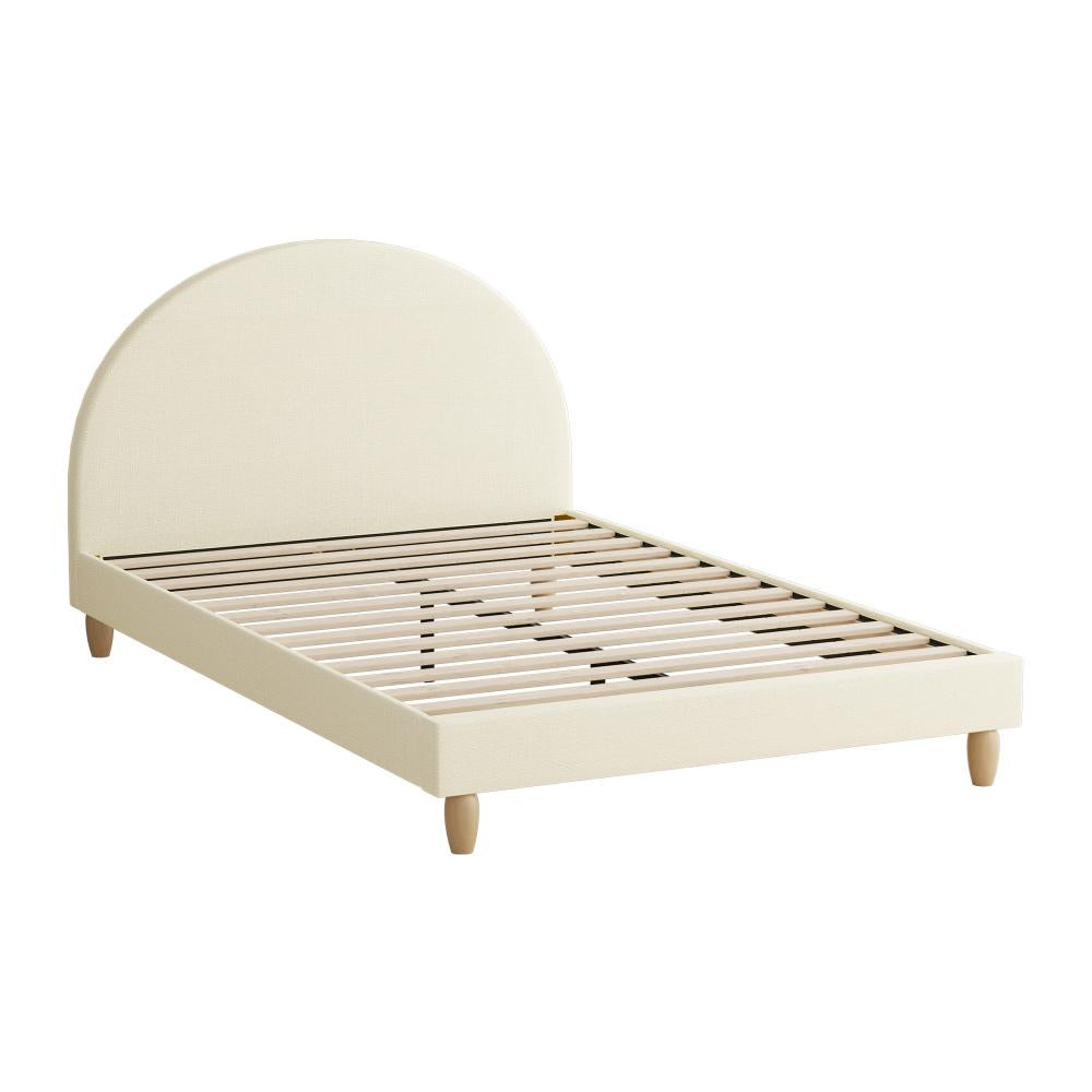 Oikiture Bed Frame Queen Size Arched Beds Platform Beige Fabric |PEROZ Australia