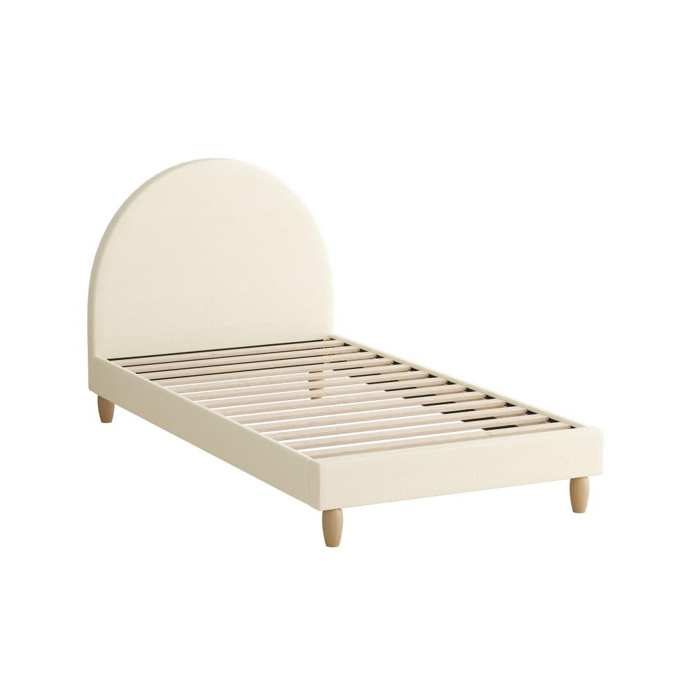Oikiture Bed Frame Single Size Arched Beds Platform Beige Fabric |PEROZ Australia
