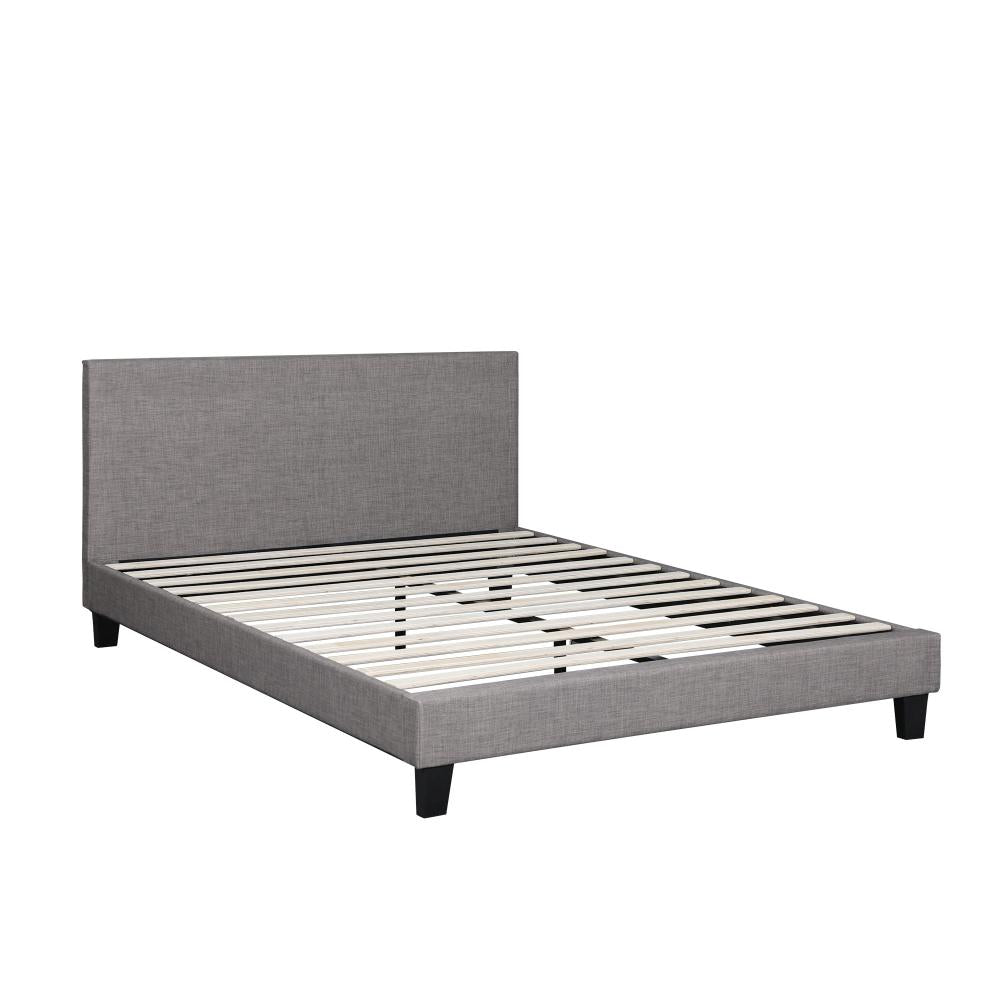 Oikiture Bed Frame Double Size Mattress Base Platform Wooden Slats Grey Fabric-Bed Frame-PEROZ Accessories