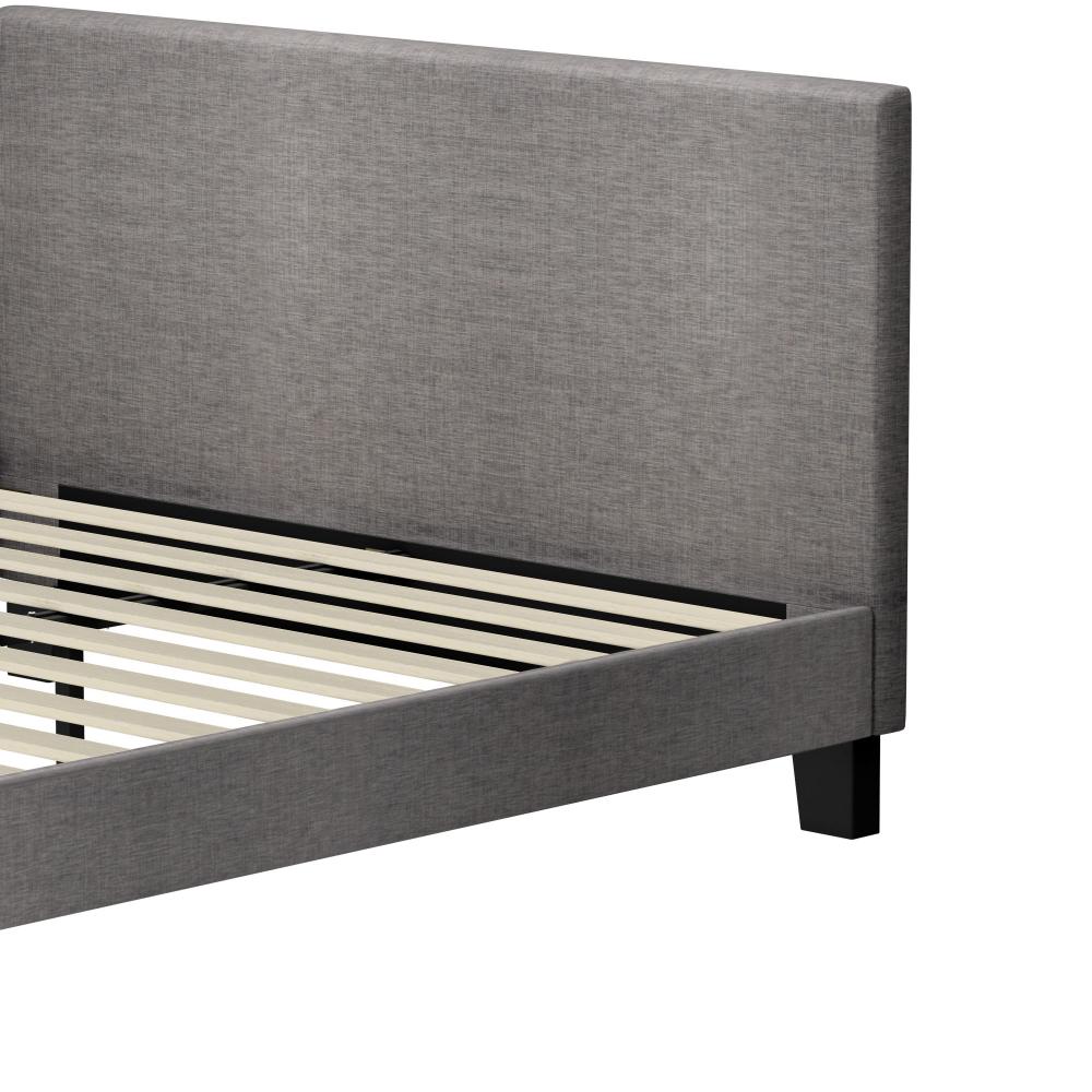 Oikiture Bed Frame Double Size Mattress Base Platform Wooden Slats Grey Fabric-Bed Frame-PEROZ Accessories