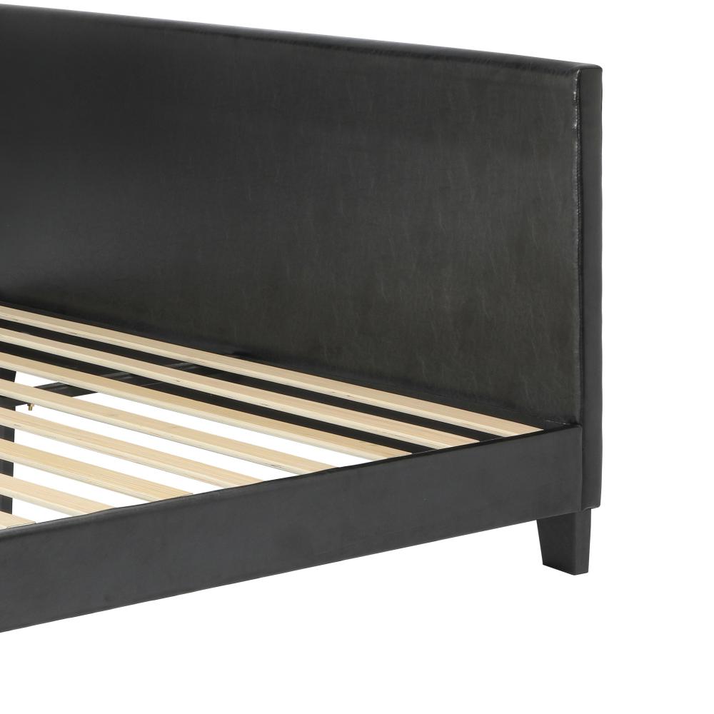 Oikiture Bed Frame Queen Size Base Mattress Platform Leather Wooden Slats Black-Bed Frame-PEROZ Accessories