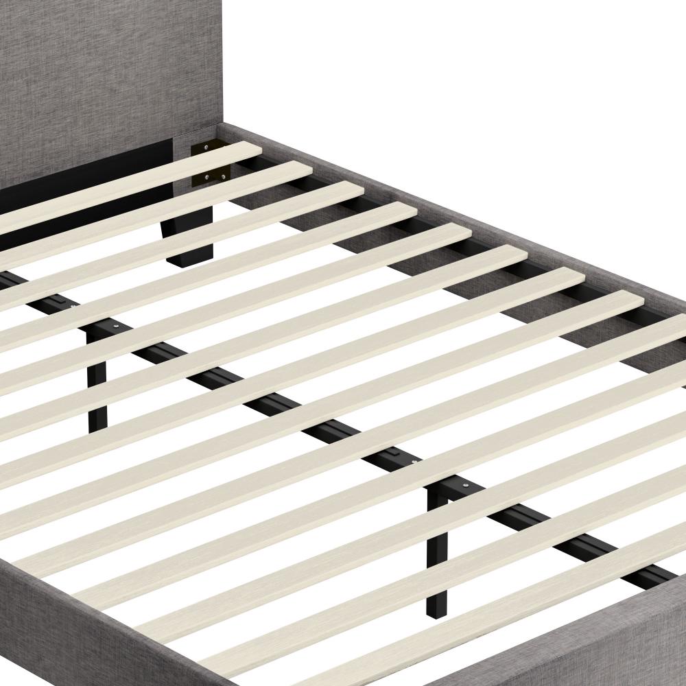Oikiture Bed Frame Queen Size Mattress Base Platform Wooden Slats Grey Fabric-Bed Frame-PEROZ Accessories