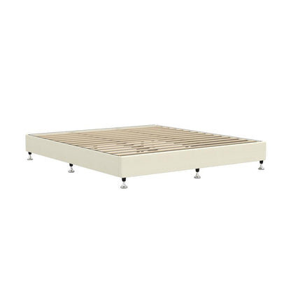 Shop Oikiture Bed Frame King Size Bed Base Platform Beige  | PEROZ Australia