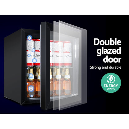 Devanti 46L Bar Fridge Glass Door w/Light Black-Fridges-PEROZ Accessories