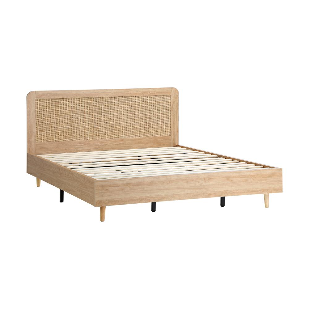 Oikiture Bed Frame King Size Wooden Bed Frame Rattan Headboard |PEROZ Australia