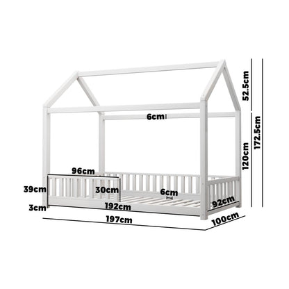 Oikiture Bed Frame Kids Wooden Single Timber House Frame Mattress Base Platform-Wooden Bed Frame-PEROZ Accessories
