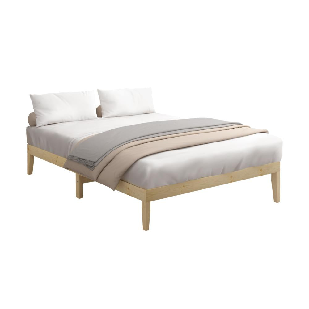 OIKITURE Wooden Bed Frame Queen Size with Pine Timber Frame Mattress Base |PEROZ Australia