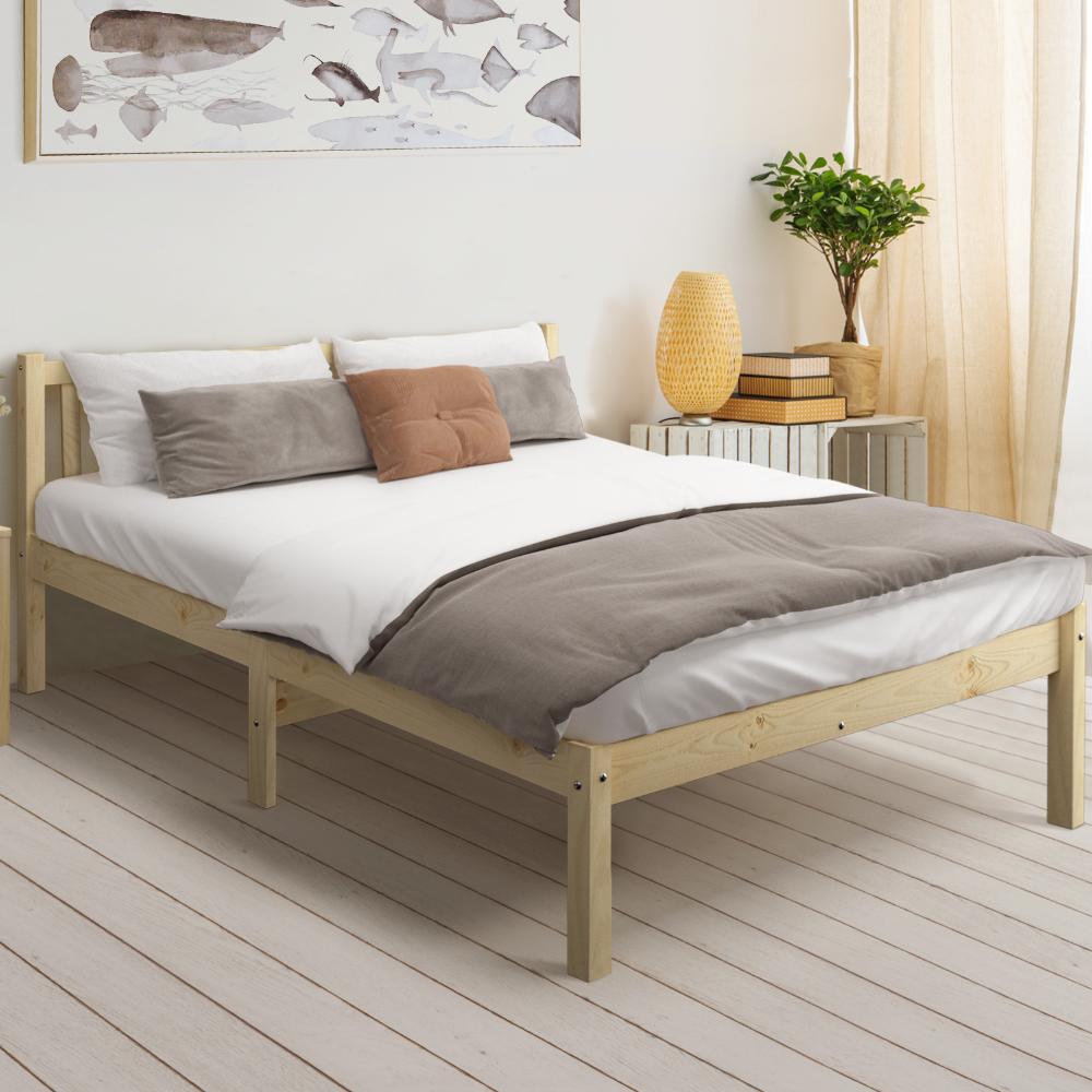 Oikiture Bed Frame Double Size Wood Mattress Base Wooden Timber Platform Bedroom-Wooden Bed Frame-PEROZ Accessories