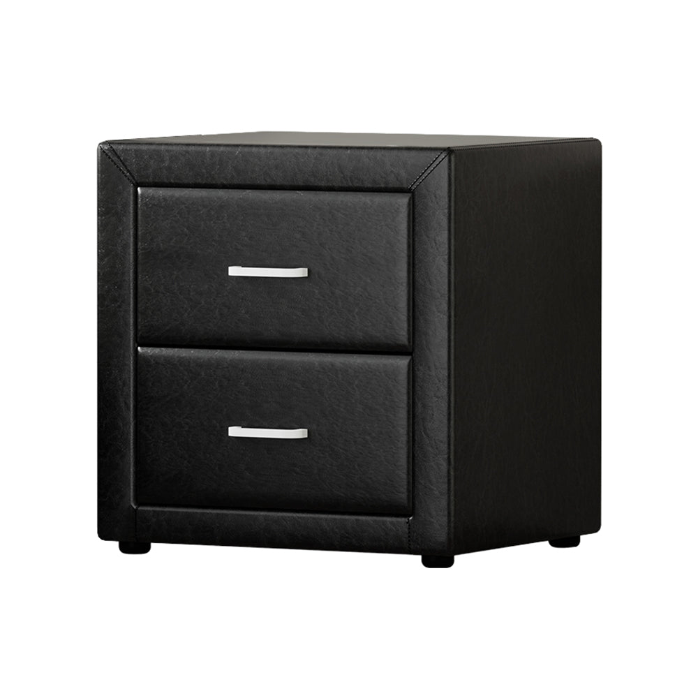 Artiss PVC Leather Bedside Table - Black-Furniture &gt; Bedroom - Peroz Australia - Image - 1