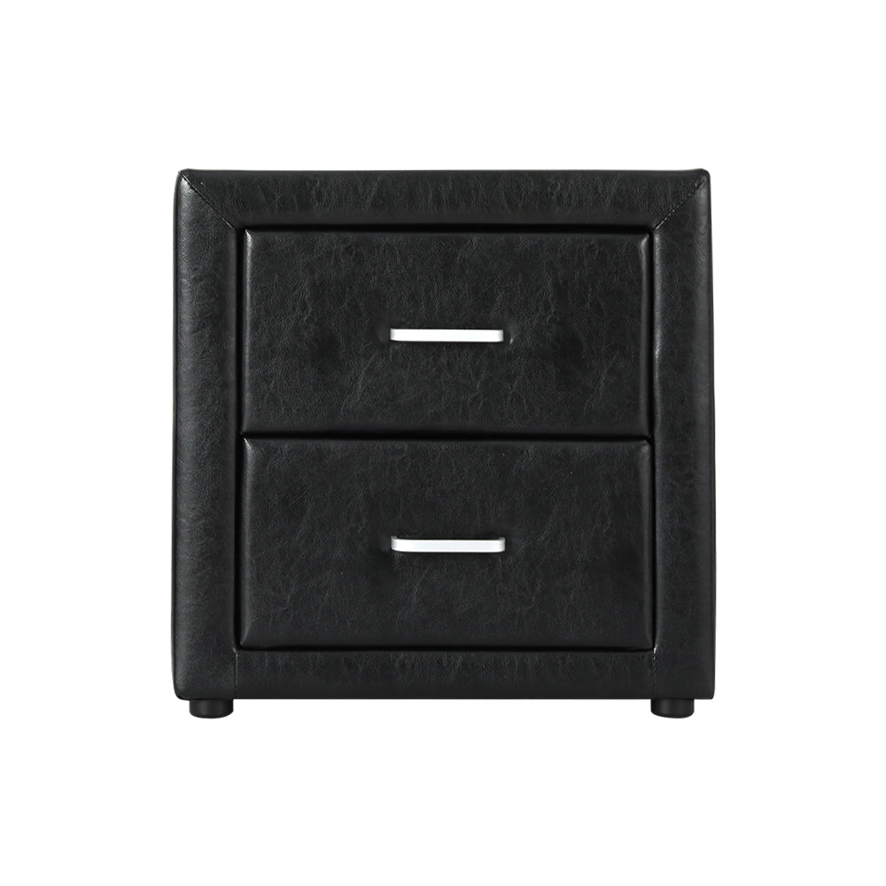 Artiss PVC Leather Bedside Table - Black-Furniture &gt; Bedroom - Peroz Australia - Image - 3