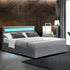 Artiss Bed Frame Double Size Gas Lift RGB LED Bedbase Grey Cole-Furniture > Bedroom - Peroz Australia - Image - 1