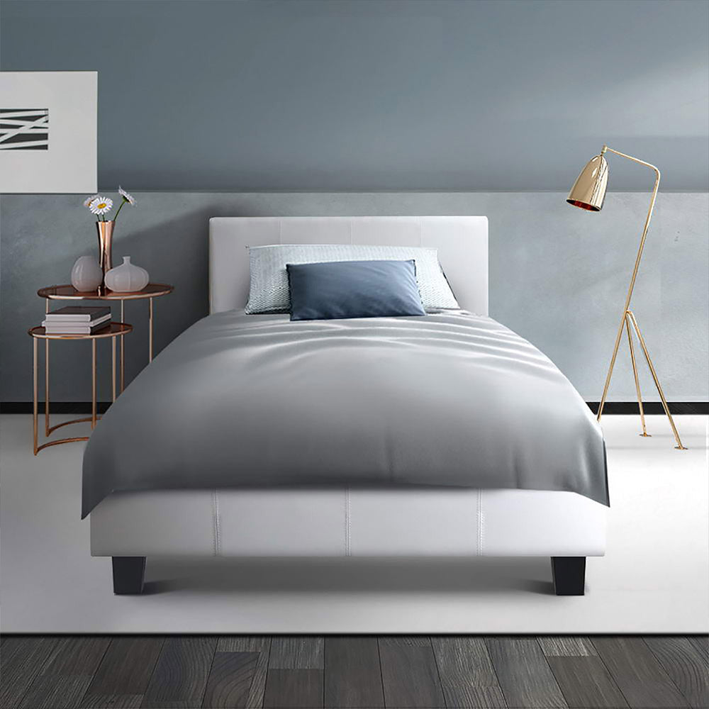 Artiss Neo Bed Frame PU Leather - White King Single-Furniture &gt; Bedroom - Peroz Australia - Image - 1