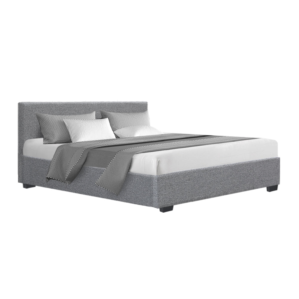 Artiss Nino Bed Frame Fabric - Grey Queen-Furniture &gt; Bedroom - Peroz Australia - Image - 2