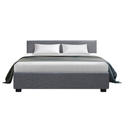 Artiss Nino Bed Frame Fabric - Grey Queen-Furniture &gt; Bedroom - Peroz Australia - Image - 4