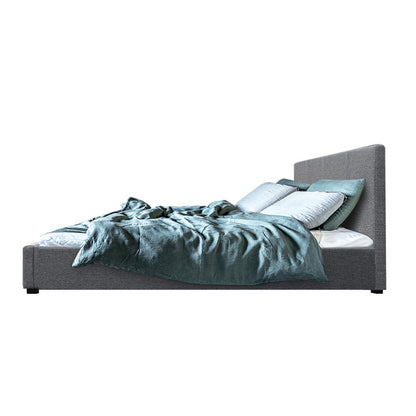 Artiss Nino Bed Frame Fabric - Grey Queen-Furniture &gt; Bedroom - Peroz Australia - Image - 5