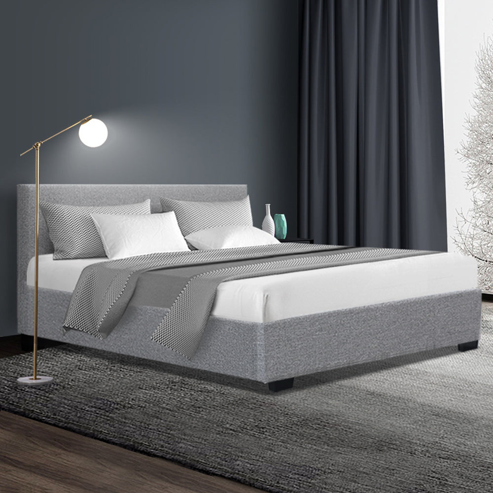 Artiss Nino Bed Frame Fabric - Grey Queen-Furniture &gt; Bedroom - Peroz Australia - Image - 1