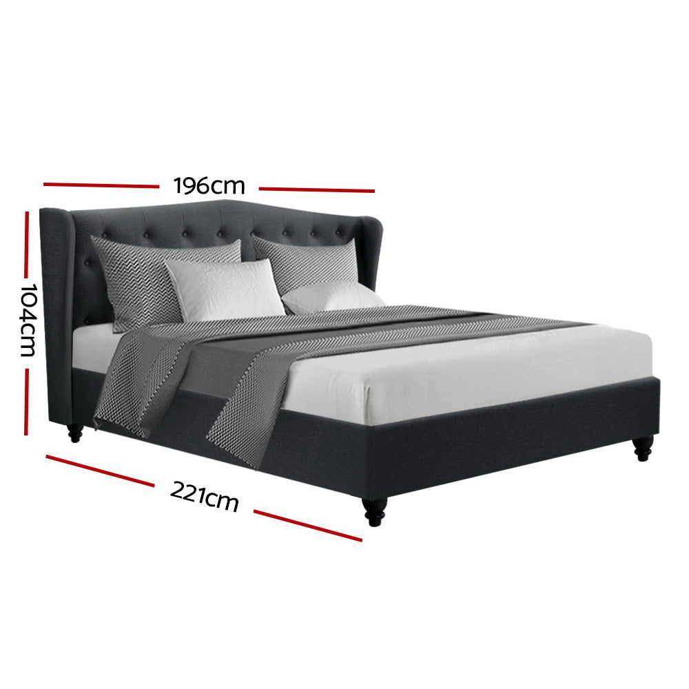 Artiss Pier Bed Frame Fabric - Charcoal King-Furniture &gt; Bedroom - Peroz Australia - Image - 3