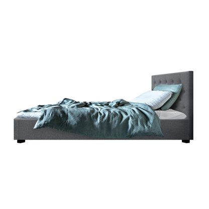 Artiss Vila Bed Frame Fabric Gas Lift Storage - Grey King Single-Furniture &gt; Bedroom - Peroz Australia - Image - 4
