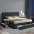 Artiss Avio Bed Frame Fabric Storage Drawers - Charcoal King-Furniture > Bedroom - Peroz Australia - Image - 1