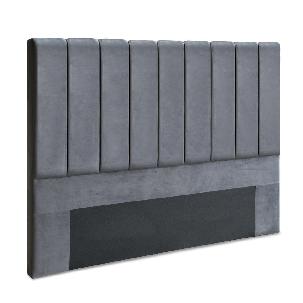 Artiss VELA Bed Head Headboard King Size Bedhead Velvet Grey-Furniture &gt; Bedroom - Peroz Australia - Image - 1