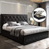 Artiss Tiyo Bed Frame PU Leather Gas Lift Storage - Black Queen-Furniture > Bedroom - Peroz Australia - Image - 1
