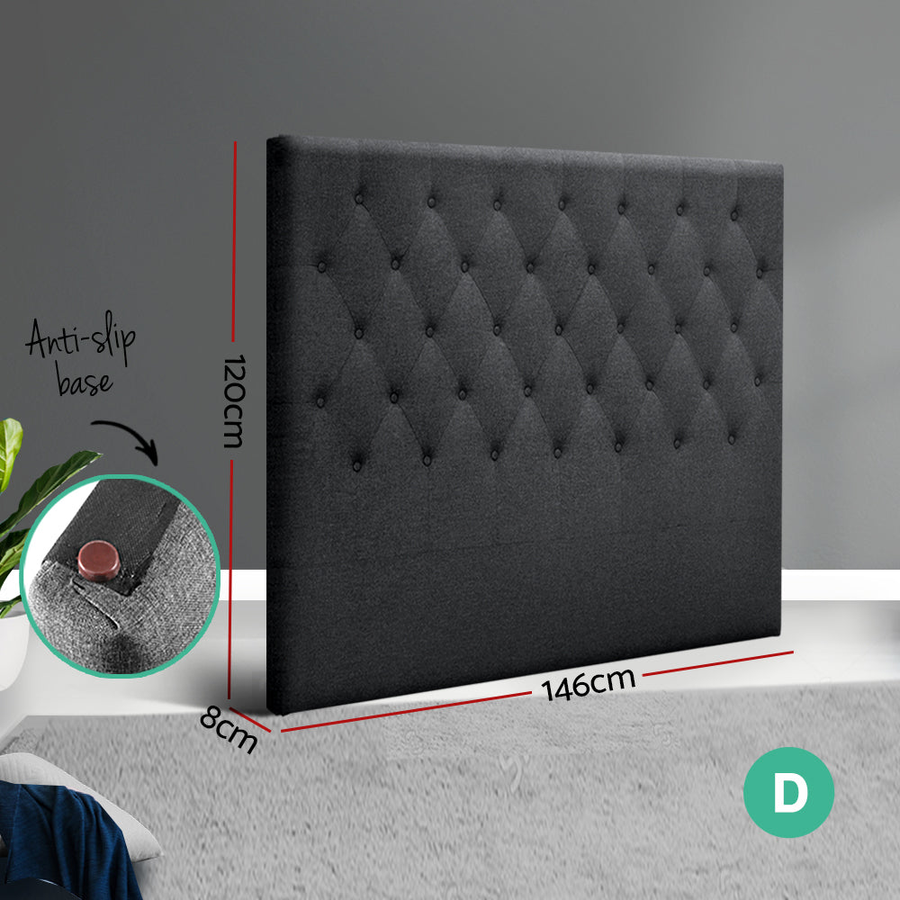 Artiss Bed Head Double Size Fabric - CAPPI Charcoal-Furniture &gt; Bedroom-PEROZ Accessories