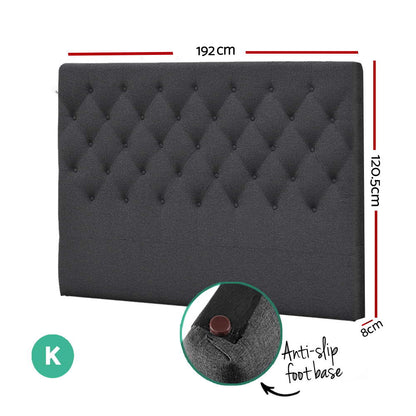 Artiss King Size Bed Head Headboard Bedhead Fabric Frame Base CAPPI Charcoal-Furniture &gt; Bedroom - Peroz Australia - Image - 3