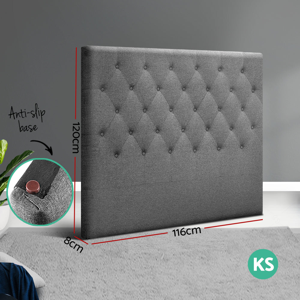 Artiss Bed Head Headboard King Single Bedhead Fabric CAPPI Grey-Furniture &gt; Bedroom - Peroz Australia - Image - 2