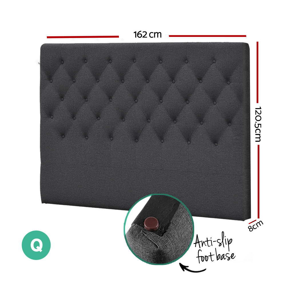 Artiss Bed Head Headboard Queen Size Bedhead Fabric Frame Base CAPPI Charcoal-Furniture &gt; Bedroom - Peroz Australia - Image - 2