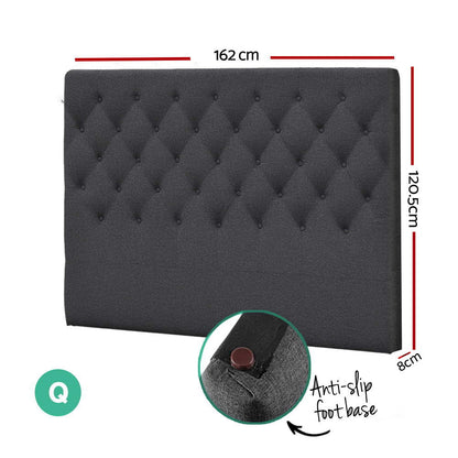 Artiss Bed Head Headboard Queen Size Bedhead Fabric Frame Base CAPPI Charcoal-Furniture &gt; Bedroom - Peroz Australia - Image - 2