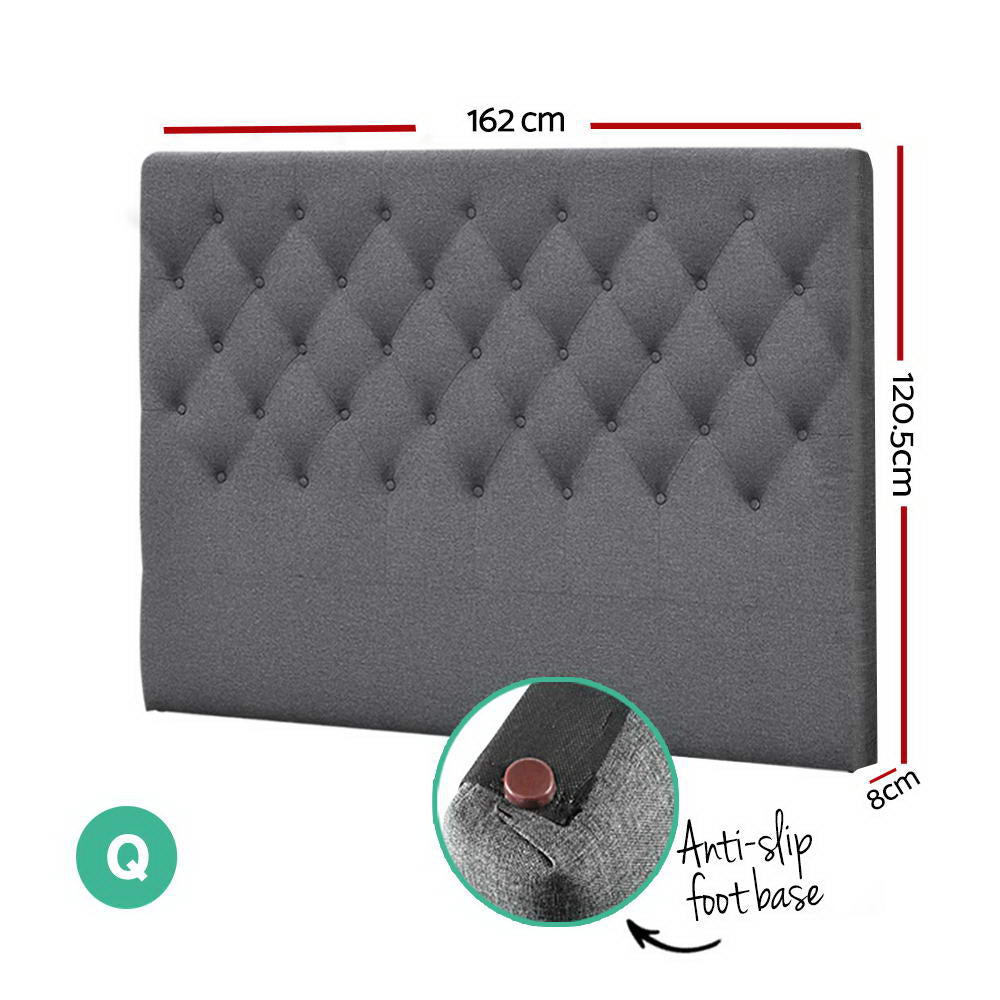 Artiss Bed Head Headboard Queen Bedhead Fabric Frame Base CAPPI Grey-Furniture &gt; Bedroom - Peroz Australia - Image - 2
