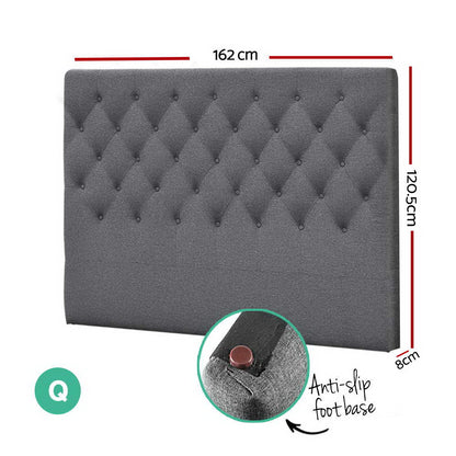 Artiss Bed Head Headboard Queen Bedhead Fabric Frame Base CAPPI Grey-Furniture &gt; Bedroom - Peroz Australia - Image - 2